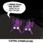 bats, coffee, coffee cartoon, Sean D'Souza, bats in center